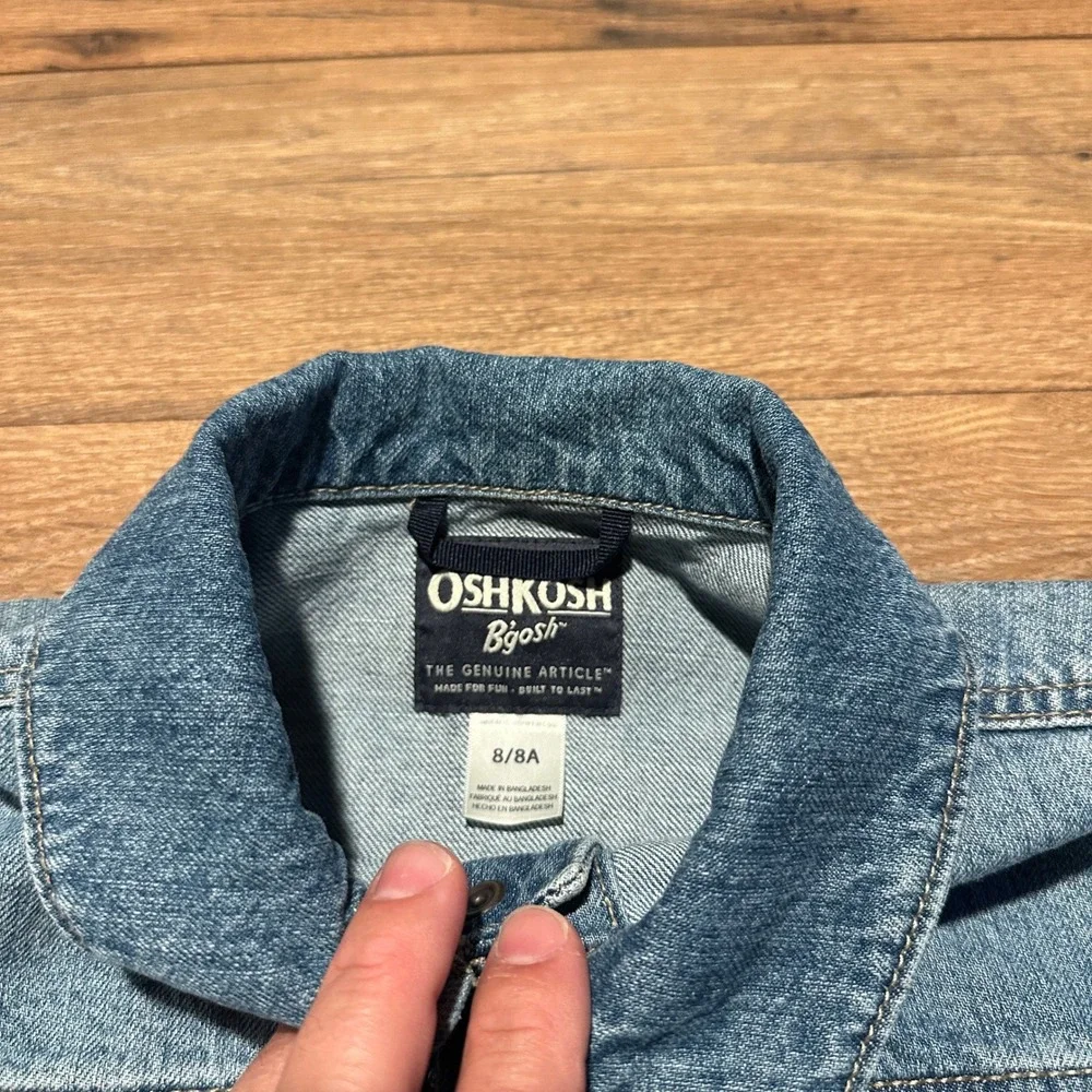 OshKosh B'gosh Blue Denim Trucker Jacket Kids Size 8